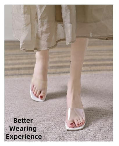 Women's Mule Sandals Transparent Strap Square Toe Slip On Chunky Block Heels Shoes For Summer3