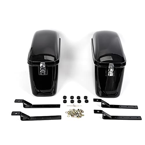 2 piezas de alforjas rígidas para motocicleta, universales para Harley, Honda, Suzuki y Yamaha, equipaje para motocicleta con soportes de montaje, color negro miniatura 3