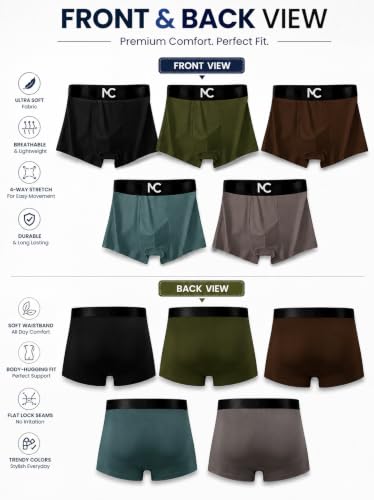 Image of Men's Boxer Briefs for Men Pack of 5 | Soft Stretchable Trunks with Elastic Waistband | Comfortable Breathable Innerwear, Sports & Gym