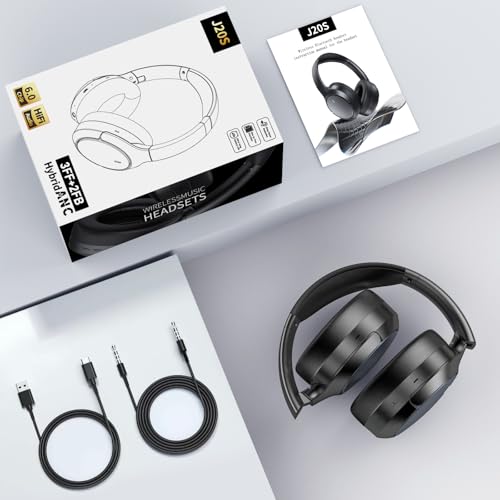 Image of Hybrid ANC Wireless Over-Ear Headphones, 100H Playtime, Hi-Res Audio, Bluetooth 6.0, Multi-Mode Noise Cancellation, Comfort Fit, iOS & Android Compatible, Foldable Design, Travel-Friendly (Black)