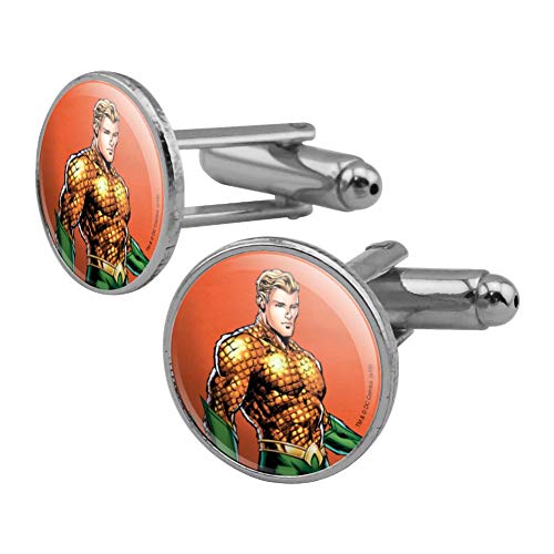 Set de Mancuernillas Redondas Aquaman Color Plata miniatura 1