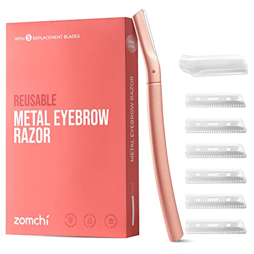 ZOMCHI Rasoio Sopracciglia, 6 Lamette, Oro Rosa