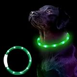 LED犬 猫用光る首輪 犬散歩ライト 光る USB充電式 花火大会 キャンプグッズ【視認距離400mで夜間も安心】 ペット散歩首輪 夜間 ライト 柔らかくソフト 軽量 安全性 防水 ペットの迷子防止 ペット交通事故防止 小型犬 中型犬 大型犬適用 耐久性あり サイズ調節可能 長さ70㎝ (グリーン)
