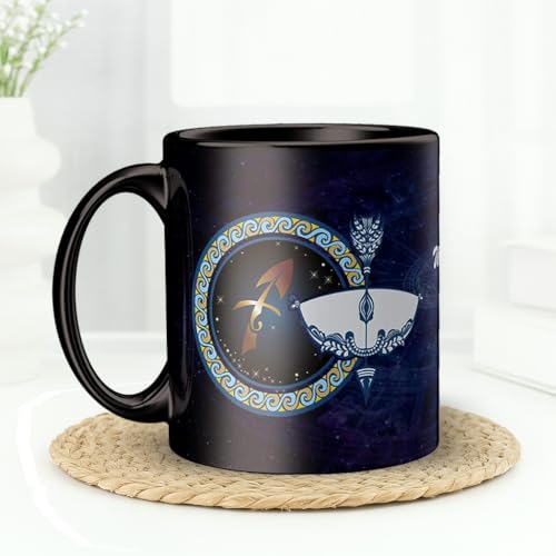 Image of Sagittarius Zodiac Coffee Mug - Black Ceramic Astrology Horoscope Tea Cup with Inspirational Quotes - Birthday Gift for Sagittarius Sign Friends, Family & Astrology Lovers