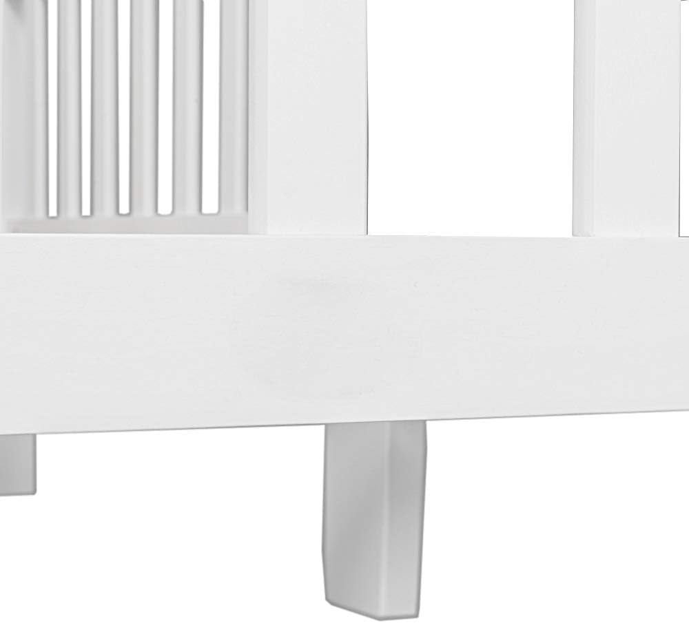 Classic Wood Bed for Girls & Boys with 2 Side Safety Guardrails and Footboard (White)