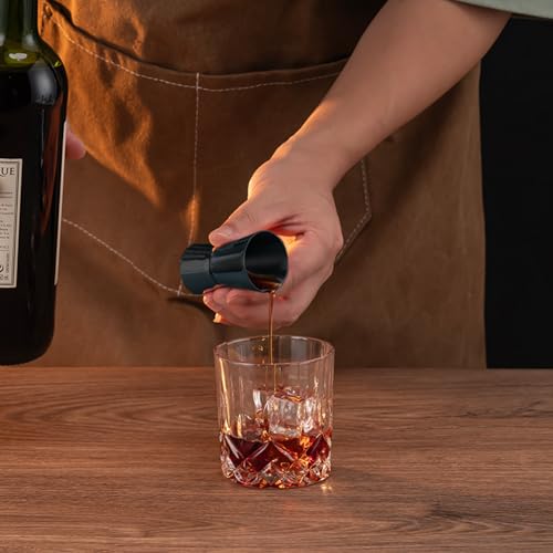 Image of Briout Double Cocktail Jigger Set - 2 Pcs Japanese Premium 304 Food Grade Stainless Steel, 1 OZ 1 /2 OZ, Flat Edge Black