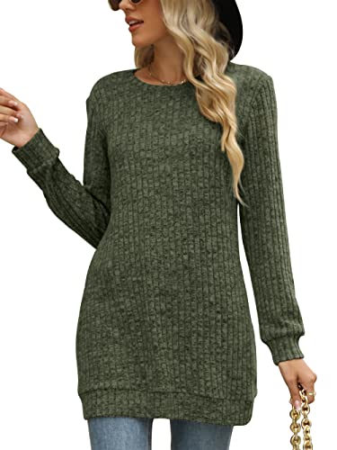Image of Sweaters for Women Long Sleeve Crewneck Sweatshirt Loose Casual Tunic Tops