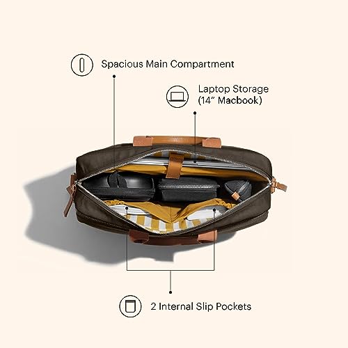 Image of DailyObjects 100% Cotton Canvas Commute Laptop Messenger Bag for Men & Women | Travel Shoulder Handbag With Trolley Sleeve | Metal Zip Closure | Leather Handles | Padded Laptop Compartment For 14 inch
