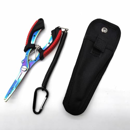Tgpiao Multi-Functional Fishing Pliers, Gripper - Stainless Steel Hooks, Cutters and Sheath 、 Lanyard Included 1Pack (Red)