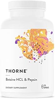 Thorne Betaine HCL & Pepsin - Digestive Enzymes for Protein Breakdown and Absorption - 225 Capsules