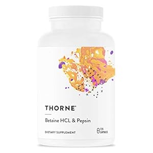 Thorne Research – Betaine HCL and Pepsin – Digestive Enzymes for Protein Breakdown and Absorption – 225 Capsules