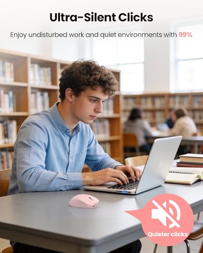 Image of TECKNET Wireless Mouse Bluetooth 5.0 /3.0 & 2.4G Rechargeable, Silent Clicks, Adjustable 4800 DPI, 6 Buttons, Ergonomic Design, Bluetooth Mouse for Laptop, Computer, ipad - Pink