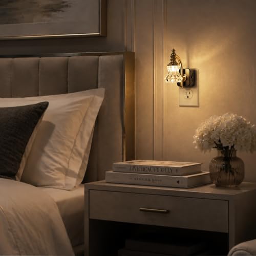Image of Night Lights Plug in Wall,Dusk to Dawn Dimmable Striped Glass Night Light