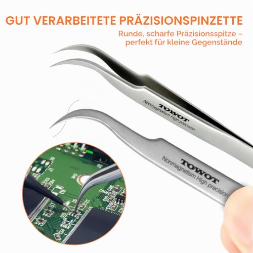 Industrielle Pinzette, Spitze Pinzette aus Edelstahl, Nicht magnetische Präzisionspinzette für Schweißarbeiten, experimentelle Arbeiten… – Ansicht 3