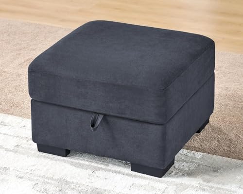 AMERLIFE Storage Ottoman with Hidden Storage, Upholstered Footrest, Gray