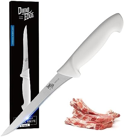 dimoedge 6 inch Professional Boning Knife, Super Sharp Deboning Knife with Ergonomic Handle(White)