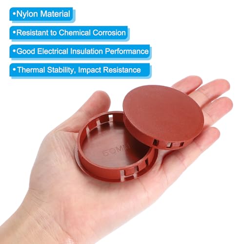 Image of PATIKIL 2 inch /50mm Plastic Hole Plugs, 20Pcs Flush Type Round Hole Plugs Cover Snap in Locking Hole Tube for Table Kitchen Cabinet Furniture, Red Brown