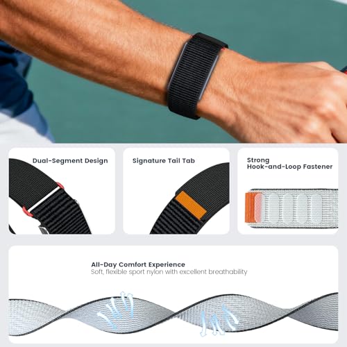 MAKCPOIMER Sport Nylon Loop Compatible with Whoop 5.0 Bands One, Peak, Adjustable Fitness Wristband Strap with Metal Bumper Case for Whoop Life(MG) (Black) by MAKCPOIMER - Image 3