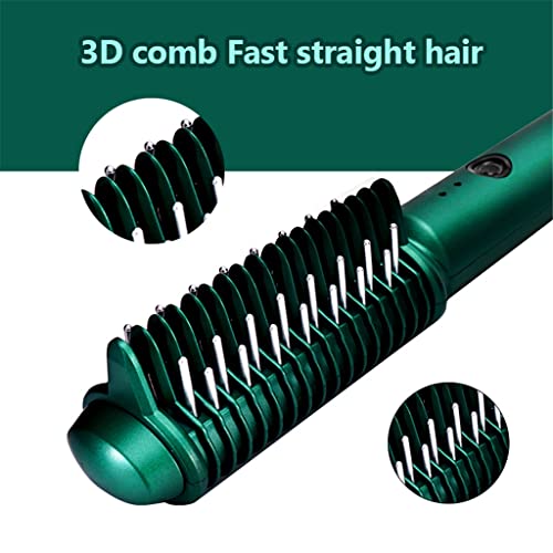 Cepillo alisador de cabello inalámbrico, con placas de cerámica, temperatura máxima de 210 °C, para cabello seco y húmedo (Color: Gris) miniatura 6