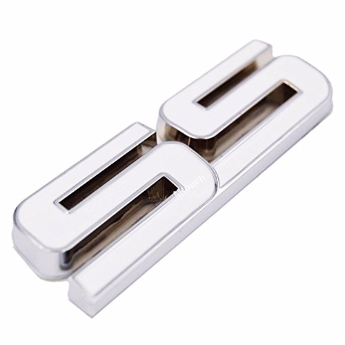 zorratin Old Style Large Metal SS Grill Side Fender Trunk Emblem Badge Decal with Sticker for Chevy Impala Cobalt Camaro Before 2009 [White Letter with Chrome Trim]