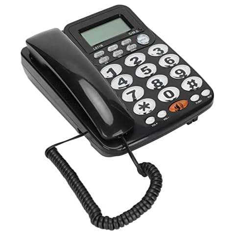 PUSOKEI Corded Standard Phone with Answering System and Caller ID, Desk Telephone Caller ID Large Buttons Tilt Display Corded Landline for Home Office Hotel Rooms Cover