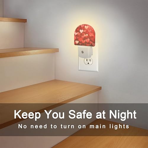 Image of Red Love Hearts Night Light Plug into Wall,Romantic Sweet Red Heart Dusk to Dawn Night Light,0.5w Energy Saving Sleep Friendly Nightlights for Kids, Ideal Gifts for Birthday Mother's Day