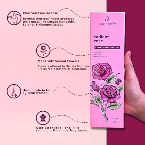 Radiant Rose Incense Sticks for Love - (80 Sticks) Charcoal Free Incense Using Upcycled Flowers - Image 2