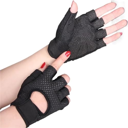REEYUILOF Guantes sin Dedos for Ciclismo, Gimnasio Profesional, Fitness for Mujeres y Hombres, Transpirables, Antideslizantes, for Verano, Pesca, Bicicleta(Black,S)