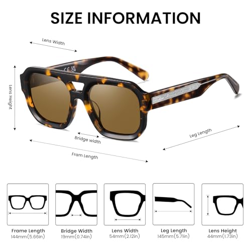 Image of DUCO Retro Square Aviator Sunglasses for Women Men Classic Vintage Trendy 70s Shades UV protection Sun Glasses DC2358
