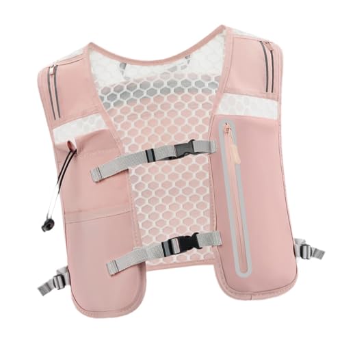 rockible Running Vest for Women Men Lightweight Waterproof Phone Pockets Backpack for Jogging Trail Riding Hiking, Pink