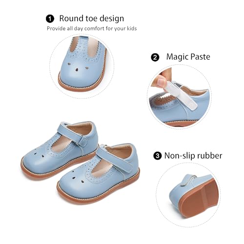 Image of GINFIVE Toddler Girls Dress Shoes Little Kids Flats School Mary Janes Shoes