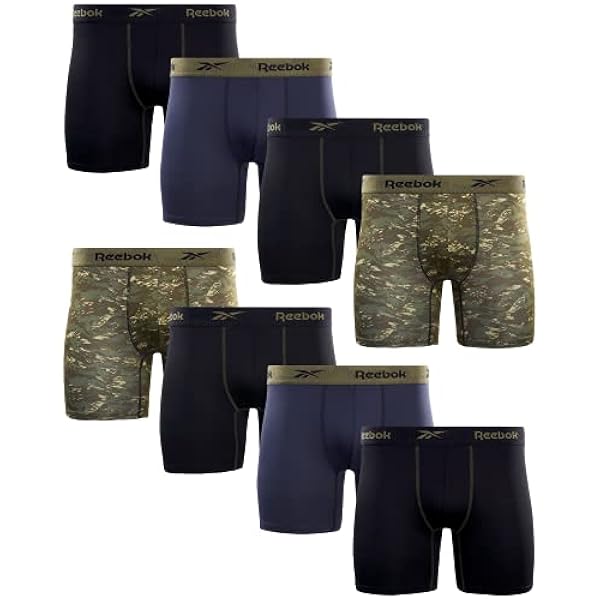 Reebok Ropa interior activa para hombre, calzoncillos deportivos suaves de rendimiento (paquete de 8)
