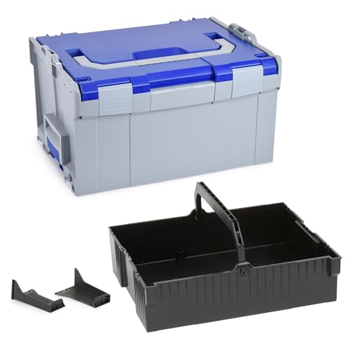 Bosch Sortimo L-BOXX 238 leer Größe 3 | Werkzeugkoffer erweiterbar grau mit industrial blauem Deckel inkl. Einhängeeinsatz schwarz