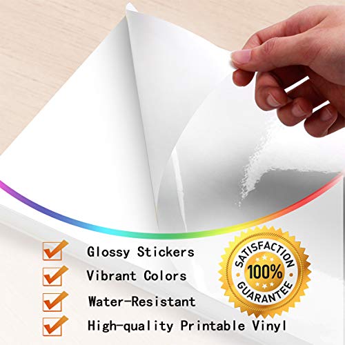 image for Weliu Printable Vinyl Sticker Paper for Inkjet Printer - Glossy White 