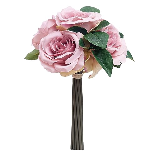 The Baked Studio, Large Hand Tied Silk Tea Rose 6-Piece Bouquet for Cake Decorating Home Décor, Weddings - Image 2