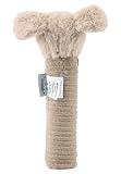Sterntaler Baby Quietsche Hund Lucky - Baby Spielzeug aus weichem Flauschmaterial mit Cord - Greifspielzeug für Babys - Erste Versuche im Greifen und Spielen, graubeige