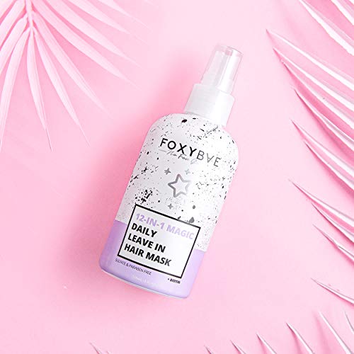 FoxyBae Magic Daily Leave In Hair Mask - 12-in-1 Blend hair mask for dry damaged hair and growth - Anti-Frizz with Biotin, Argan Oil, Shea Butter | Sulfate-Free - Curly, Color Treated Hair (8 Fl OZ)