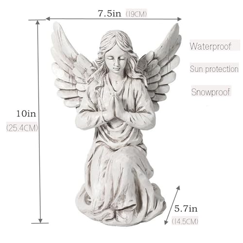 Handsider Praying Angel Garden Statue, Religious Fairy Sculpture Waterproof Decorative Figurine Art Decor for Patio, Lawn, Yard, Housewarming Ornament Present Angels HSa-1