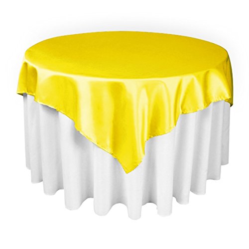 LinenTablecloth 60-Inch Square Satin Overlay Lemon