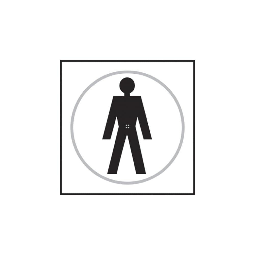 Gentlemen Toilet Braille Tactile Sign Self Adhesive White W150mm x H150mm