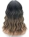 JOLNVCA Short Bob Wig with Bangs Curly Wavy Wigs Shoulder Length Wigs for Women Girls Heat Resistant Synthetic Wig Halloween Cosplay Costume Black Ombre Brown