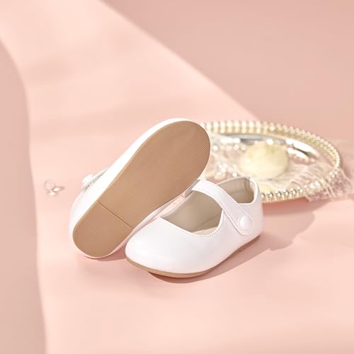 Image of PHIRAMIN Toddler Flower Girl Glitter Dress Shoes Little Girl Ballet Flats Bow Wedding Party