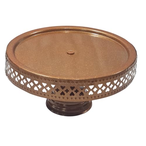 Image of Non Revolving Cake Stand Pedestal 9 inch Diameter (Top), Strong Metal (Copper)