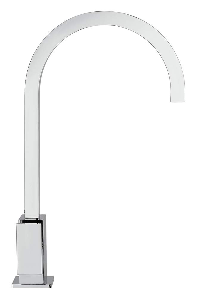 Paini - Grifo mezclador monomando cocina fregadero, cuadrado lateral, cromado, palanca lateral orientable, diseño moderno, íntegramente fabricado y fabricado en Italia
