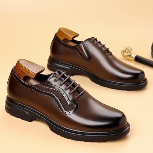 Mens Genuine Leather Wingtip Brogue Lace Up Dress Oxford Shoes Lightweight Non Slip Derby Shoes for Formal Business Wedding2