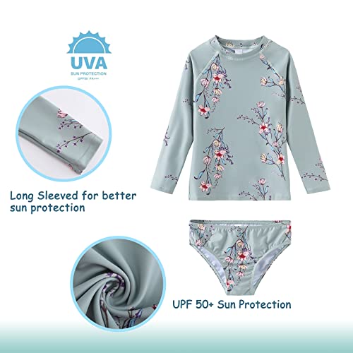 Image of Girls Long Sleeve Rash Guard Set Tie Dye Bathing Suits Two Piece Swimsuits for Kids Swim Shirts 3-16 Years