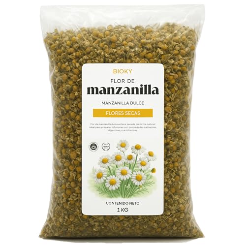 Manzanilla Natural en Flor a Granel 1kg - Variedad Dulce para Infusión Digestiva y Relajante | Infusiones Premium, Flores Secas y Enteras