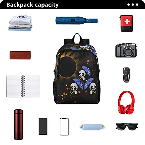 Cartable panda noir pliable et imperméable pour voyage scolaire
