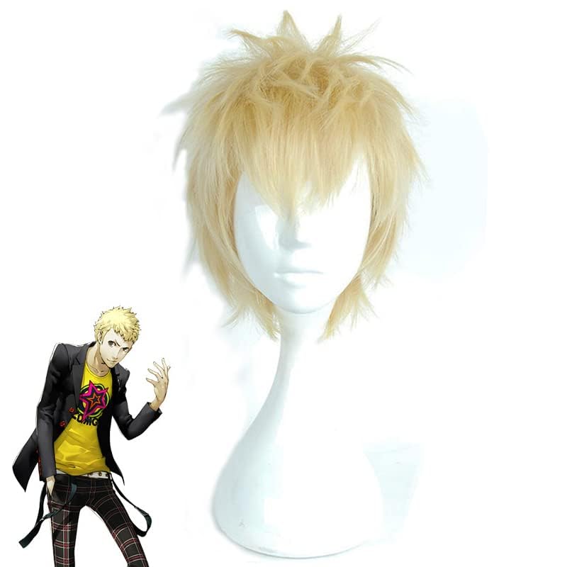 Persona 5 Ryuji Sakamoto Cosplay Wig Hair Role Play Halloween Christmas Costume Comic Convention Heat Resistant Synthetic Wigs+Wig Cap