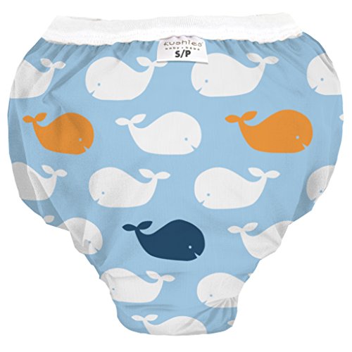 Kushies Baby Waterproof Training Pant (29-33 Pounds), Blue Whales, Medium